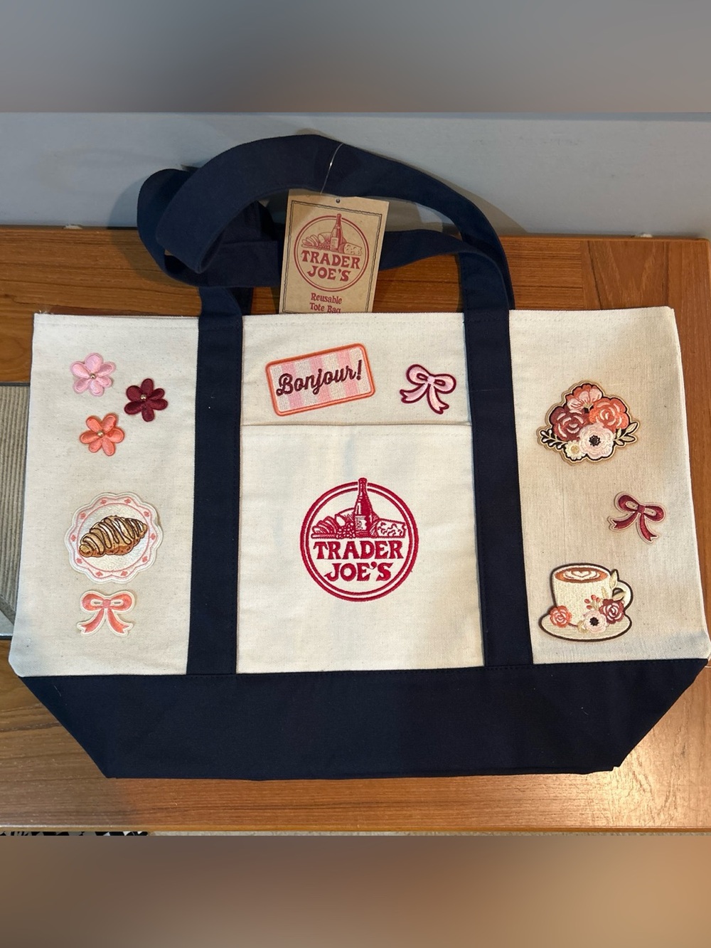 Upcycled Trader Joe’s Tote with a French Flair